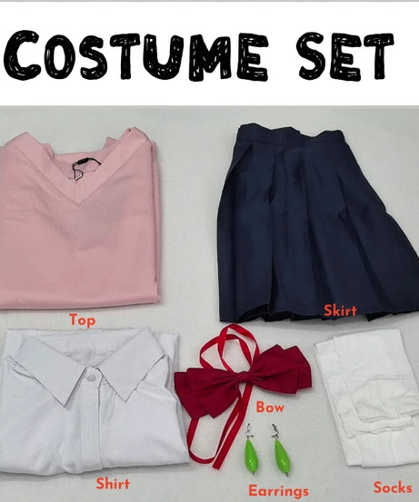 Dandadan Momo Ayase Cosplay Costume Anime Dandadan Dress Skirt School Uniform Earrings Choker Halloween Party for Girls Women