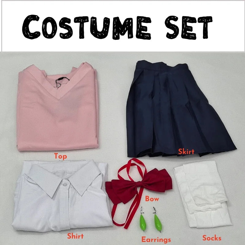Dandadan Momo Ayase Cosplay Costume Anime Dandadan Dress Skirt School Uniform Earrings Choker Halloween Party for Girls Women