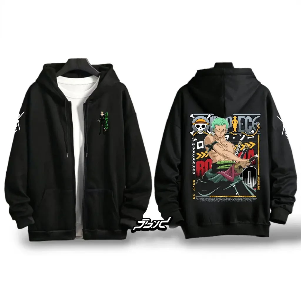 Autumn Winter One Piece Luffy Anime Hooded Jacket Men Women Zip Up Sweatshirt oversized Casual Streetwear Cosplay Graphic Hoodie