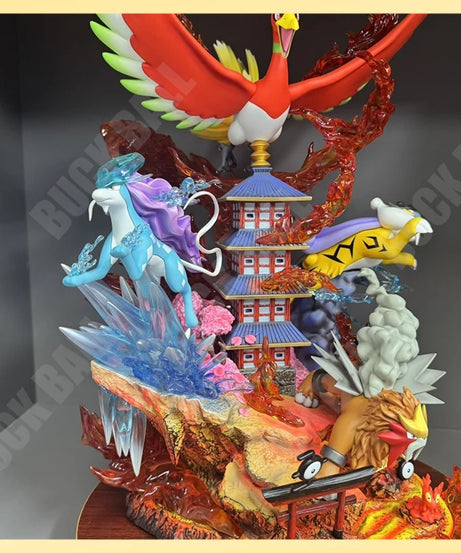 38cm Raikou/Suicune/Entei/Ho-Oh Figures 14.96inch Pvc Desktop Ornamen Figurine Collection Model Toys Gifts