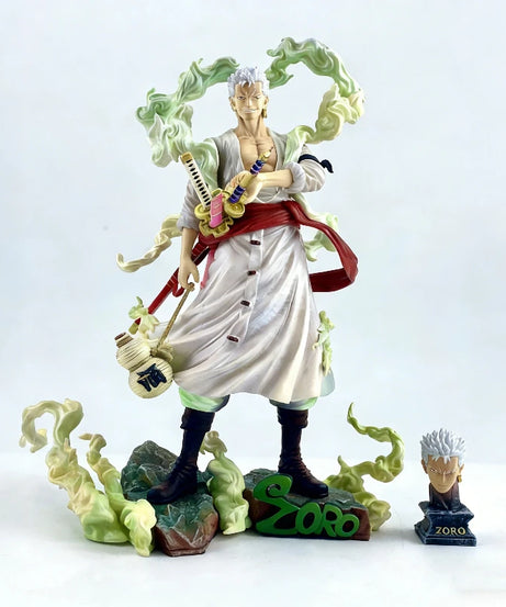 28cm One Piece Nika Style Roronoa Zoro Anime Figure PVC Double Head Statue Collectible Model Toy With Base Desktop Ornament Gift