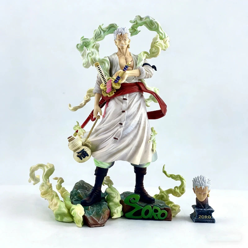 28cm One Piece Nika Style Roronoa Zoro Anime Figure PVC Double Head Statue Collectible Model Toy With Base Desktop Ornament Gift