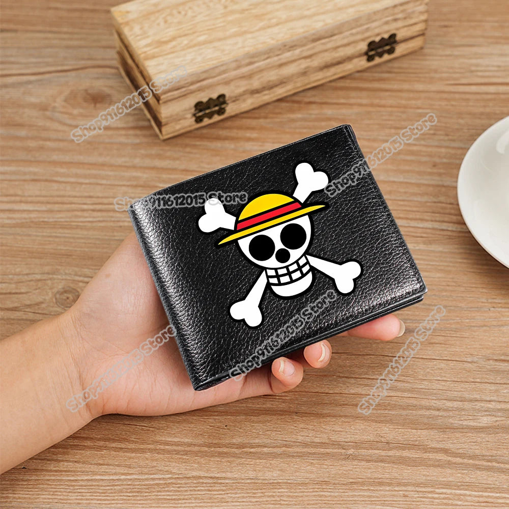 One Piece Pu Leather Wallet for Men Foldable Short Wallets Luffy Zoro Chopper Coin Purse Man Multi-slot Credit ID Card Holder