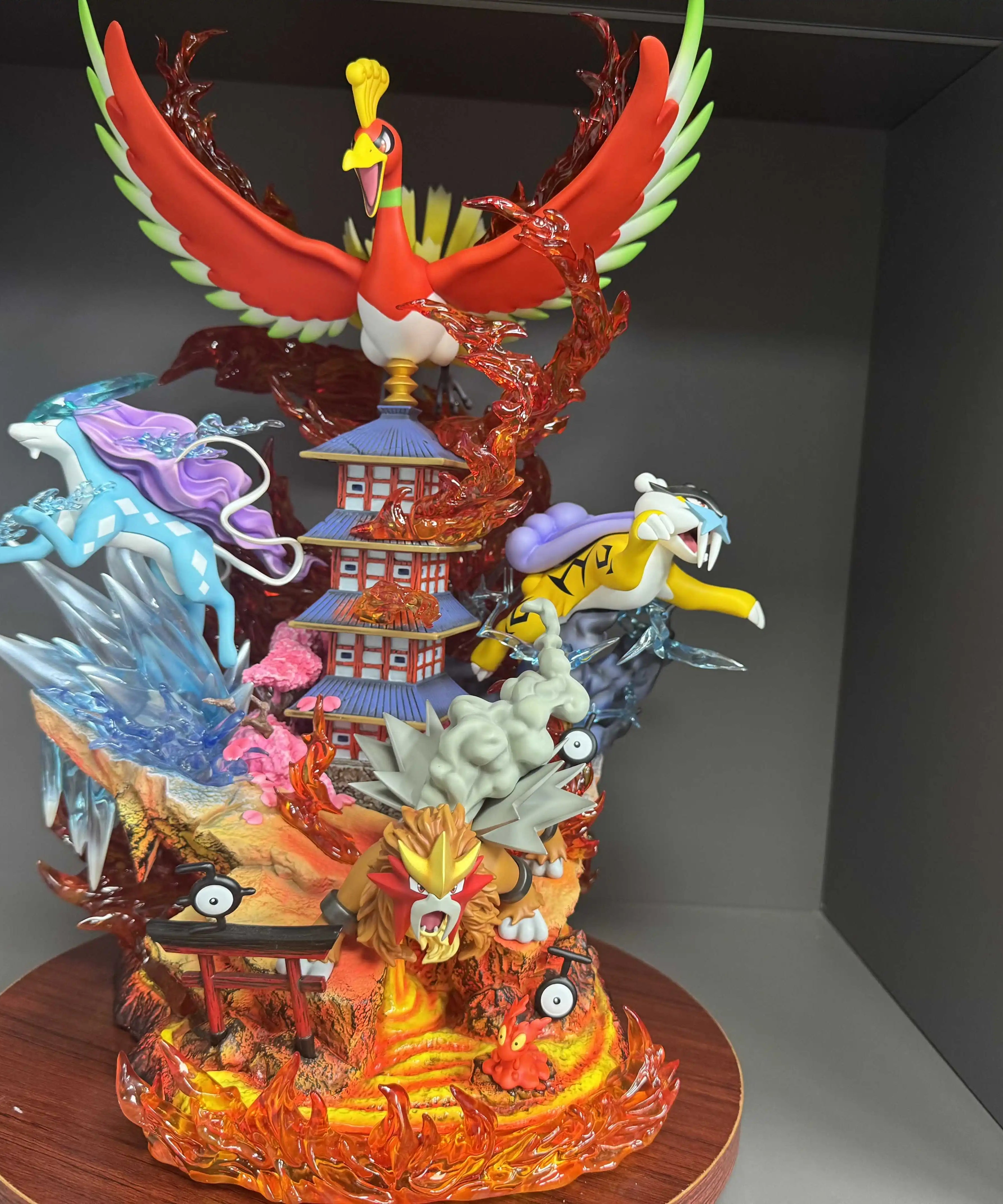 38cm Raikou/Suicune/Entei/Ho-Oh Figures 14.96inch Pvc Desktop Ornamen Figurine Collection Model Toys Gifts