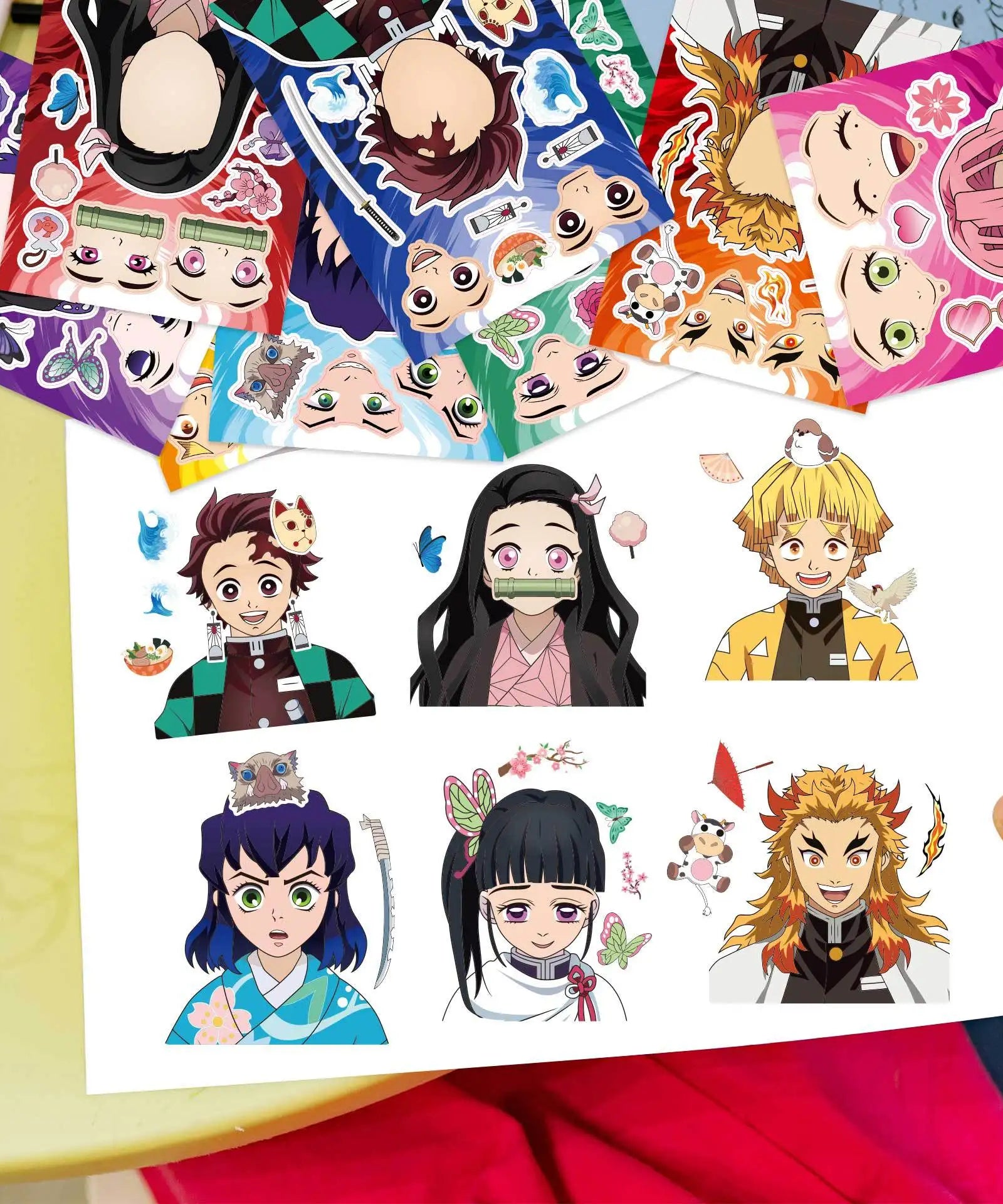 8/16Sheets Demon Slayer Anime Puzzle Sticker DIY Phone Laptop Luggage Skateboard Graffiti Decals Fun for Gift