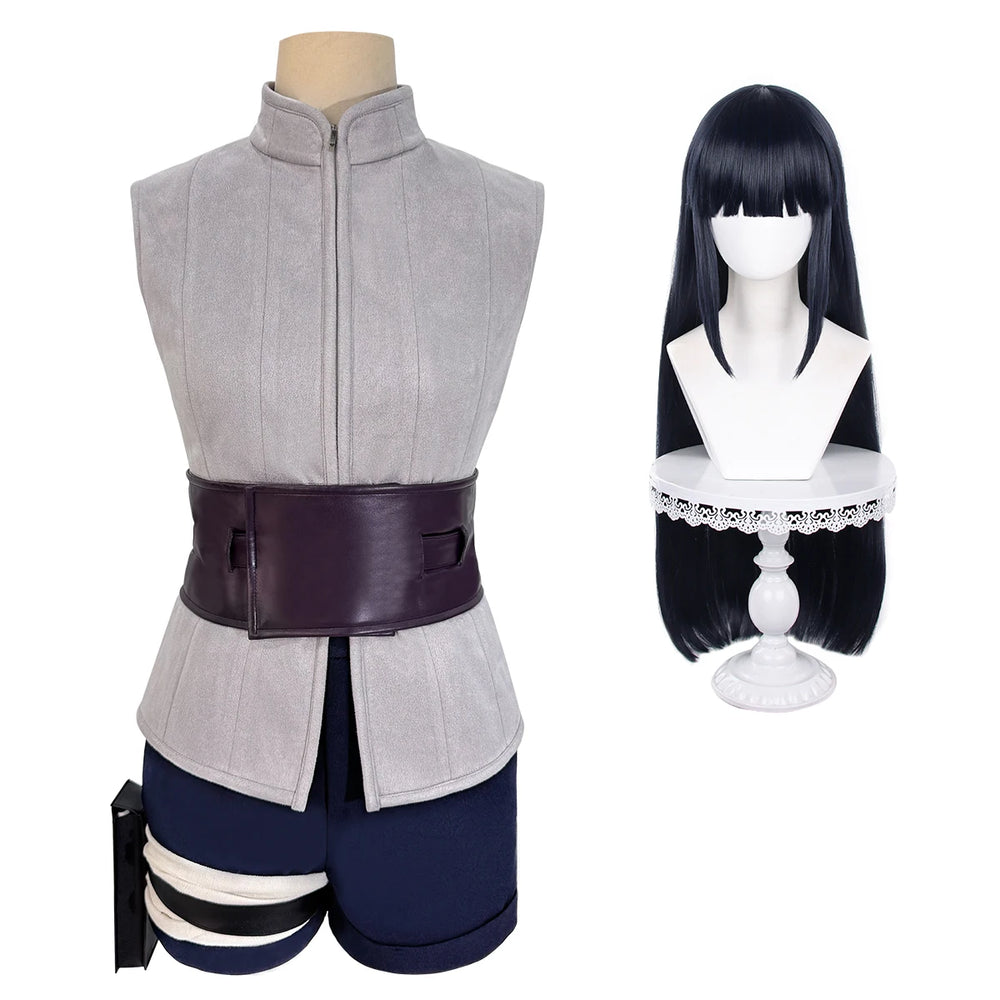 Anime Hinata Hyuga Cosplay Costume – Top, Shorts, Waist Bag & Wig Set 7