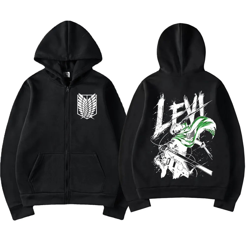 Attack on Titan Levi Ackerman & Eren Jaeger Graphic Zip-Up Hoodie 8
