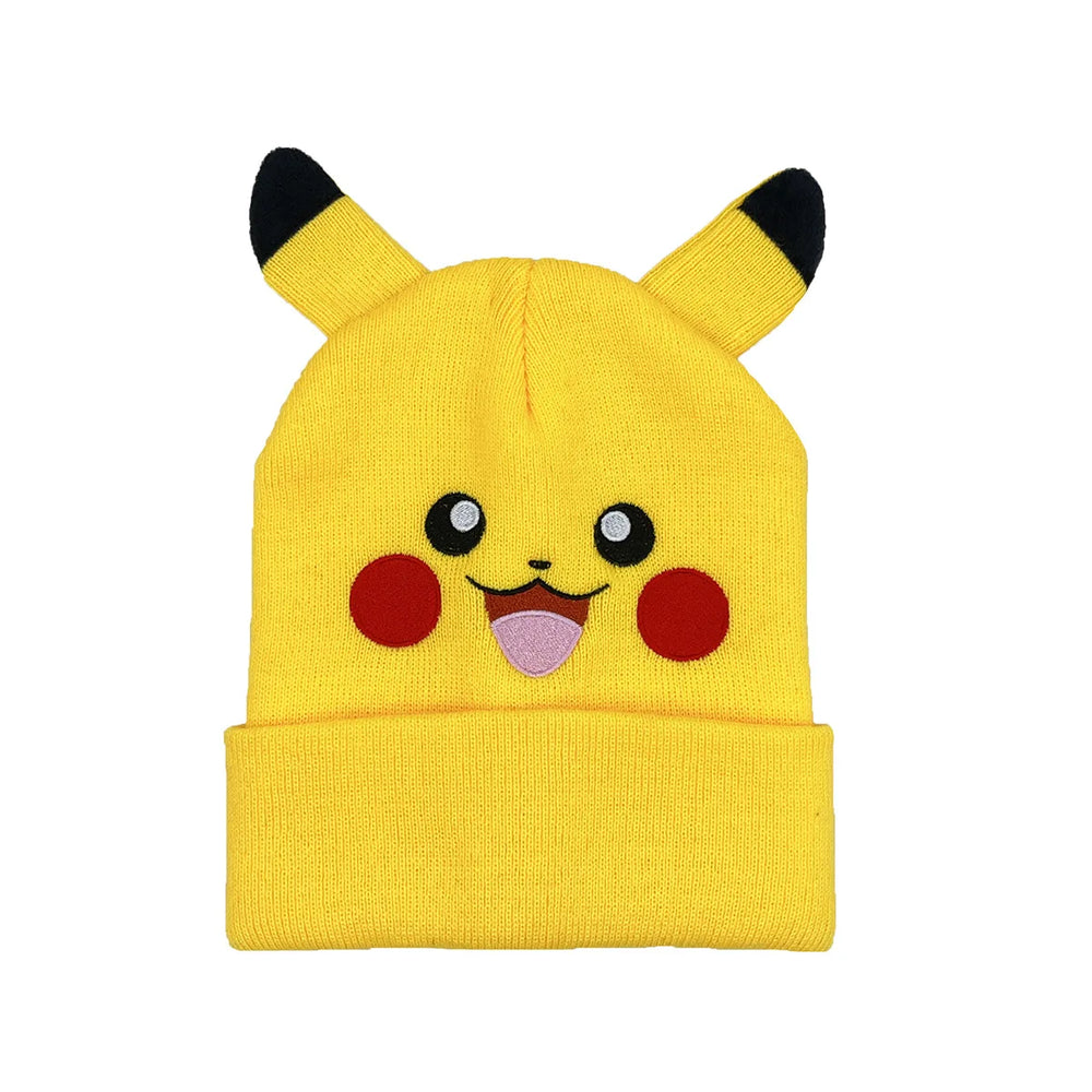 Pokémon Pikachu Embroidered Beanie — Cute Ears Knitted Hat