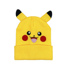 Pokémon Pikachu Embroidered Beanie — Cute Ears Knitted Hat