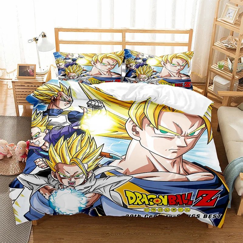 Anime Dragon Ball Duvet Comforter Quilt Cover Set Super Saiyan Bedding Set Anime Car Bed Bedroom Home Children Bedroom Gifts