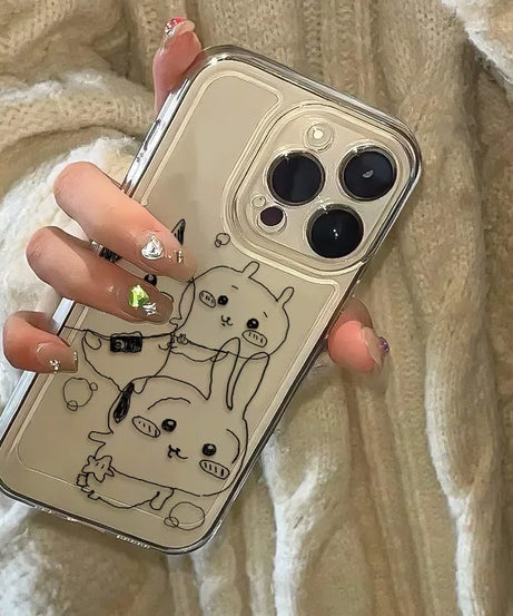 Kawaii Chiikawa Phone Case for Iphone 16 15 14 13 12 11 Pro Max Anime Transparent All-inclusive Cover for Iphone 16pro 15pro