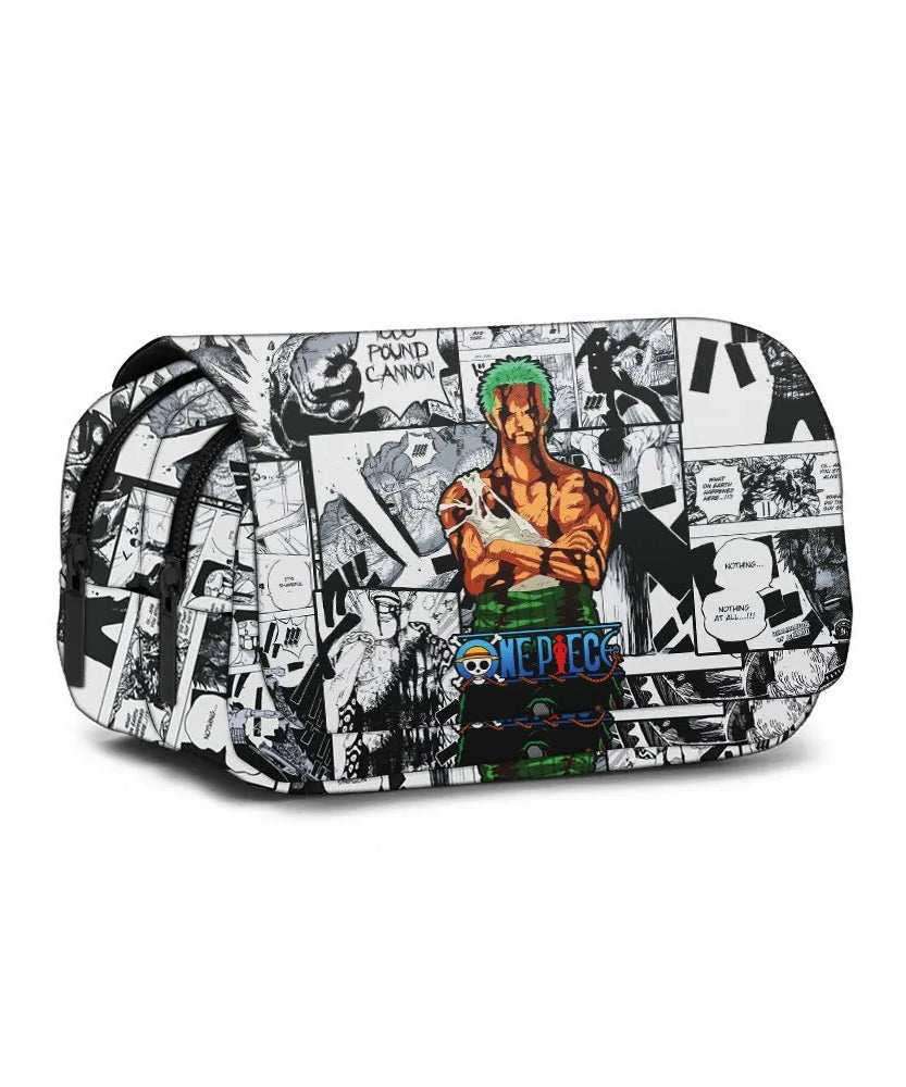 ONE PIECE Luffy Anime Printed Pencil Case Polyester Multi Layer Student Stationery Box for School Supplies Kids Pencil Bag