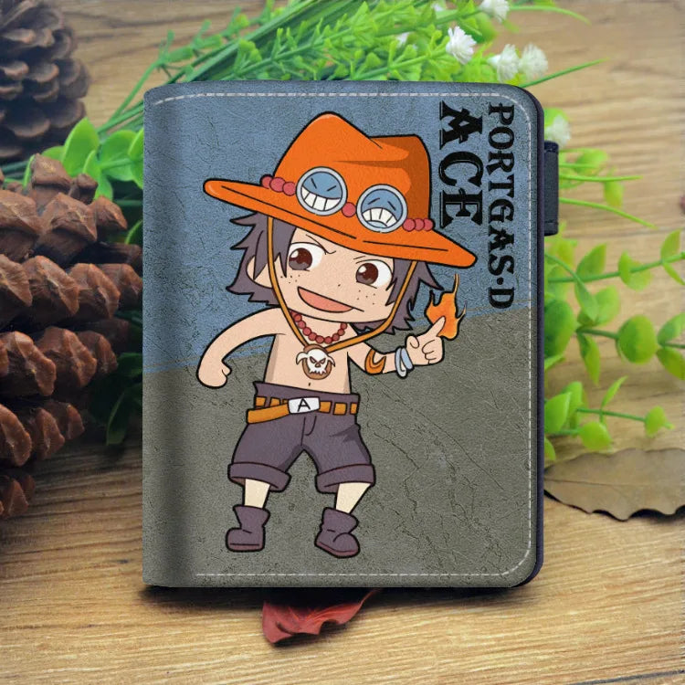 one piece anime peripheral wallet card bag with zipper coin wallet id passport bag cartoon mens one piece figure birthday gift