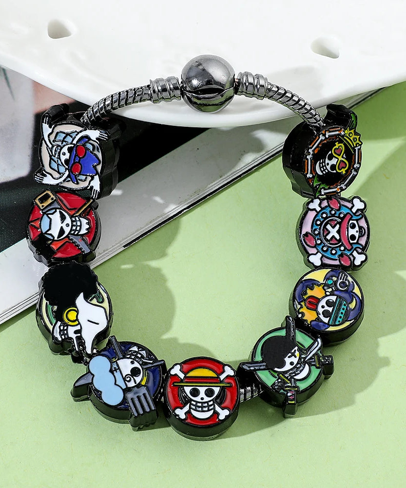 Anime Charms Bracelet Skull, DIY Pendant Bangle, Vintage Bracelet