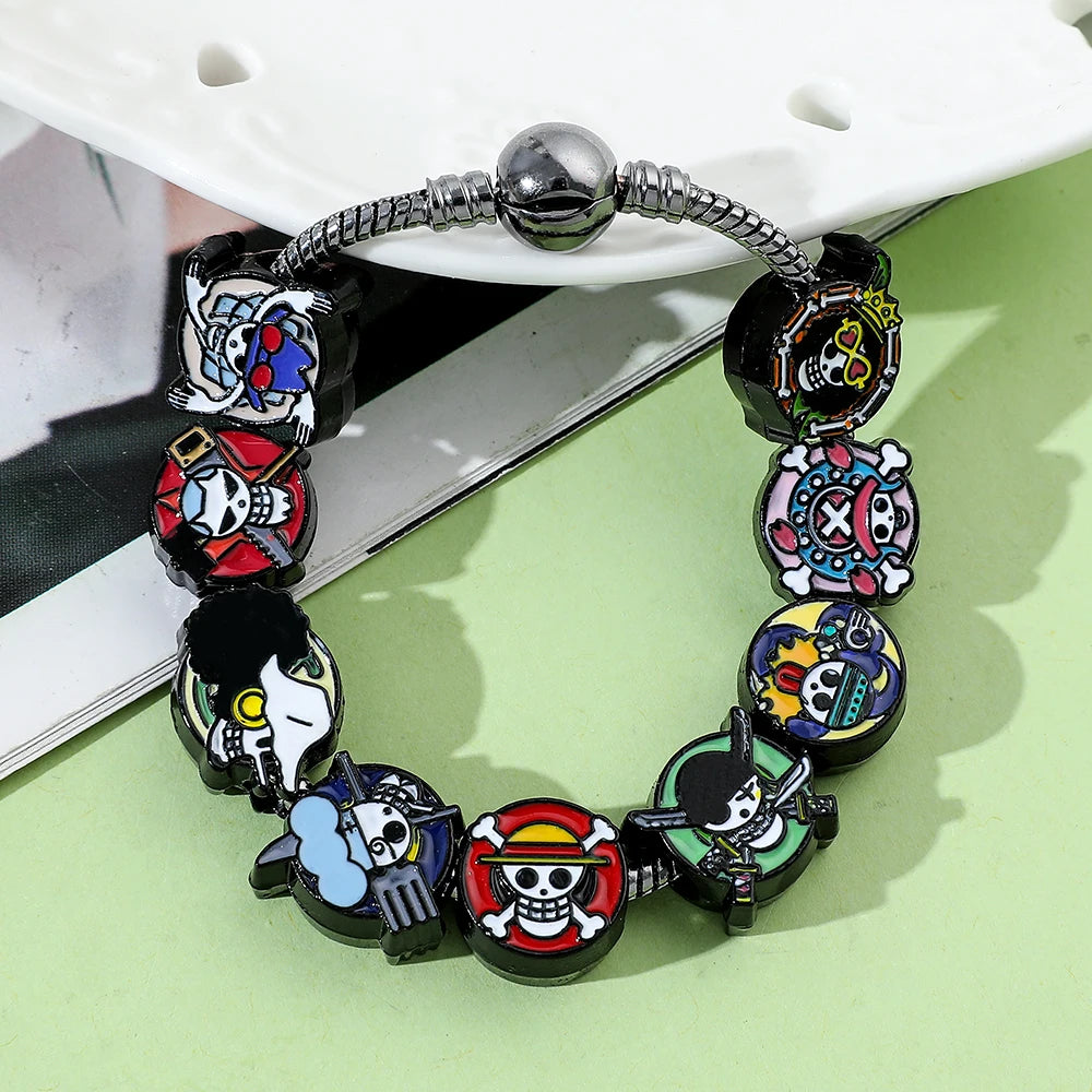 Anime Charms Bracelet Skull, DIY Pendant Bangle, Vintage Bracelet