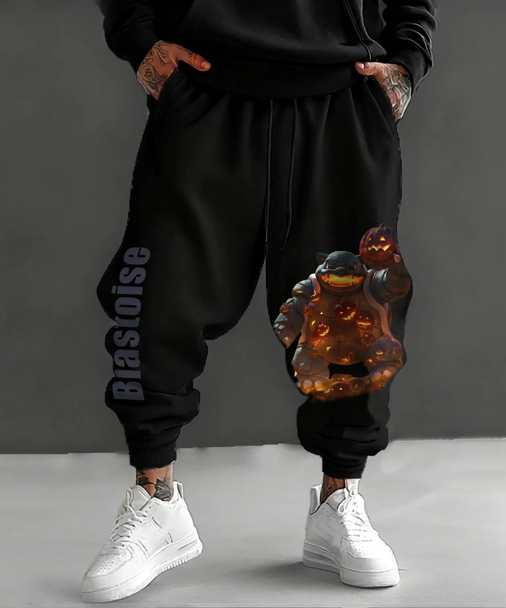 Pokémon Halloween Co Branded Weektons Autumn/Winter Men's New Anime Pumpkin Head Printed Harajuku Loose Casual Sports Pants