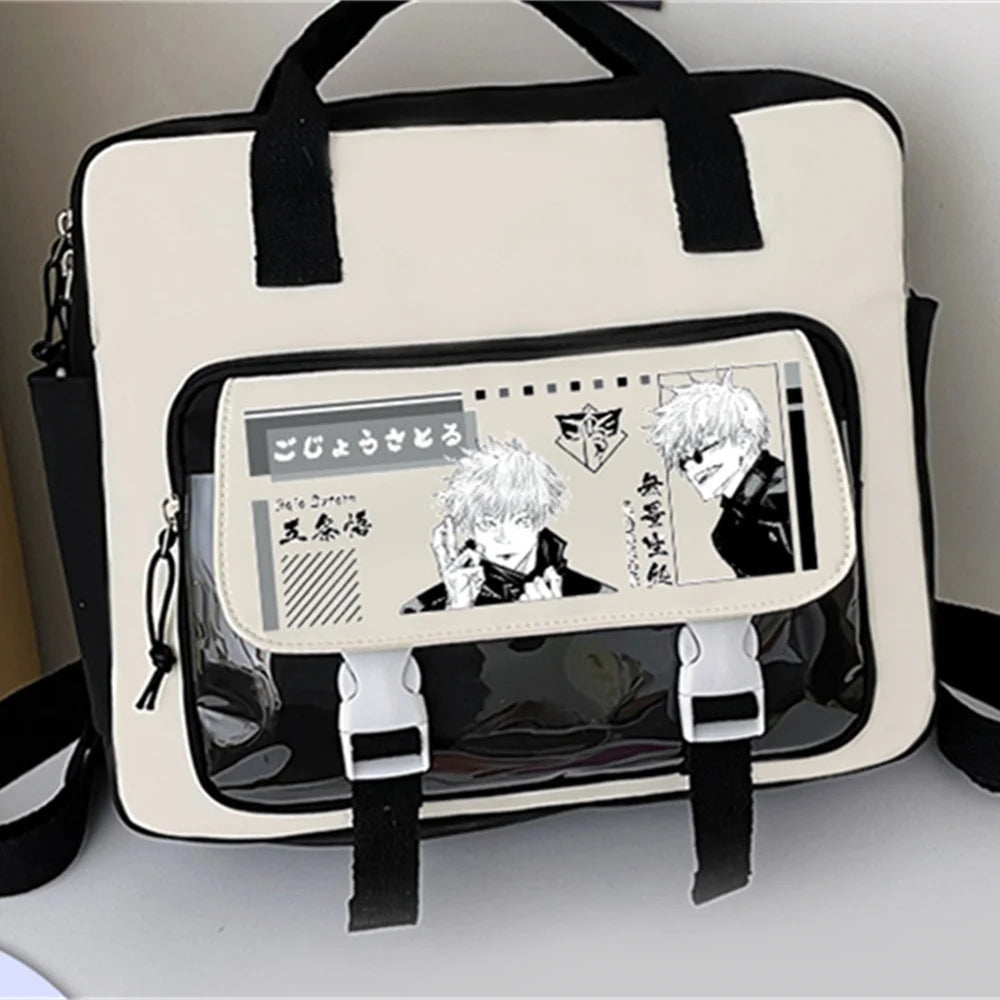 Anime 3Ways juju Badges Shoulder Bag Backpack Handbag Computer Black Messenger Crossbody Bag Gift