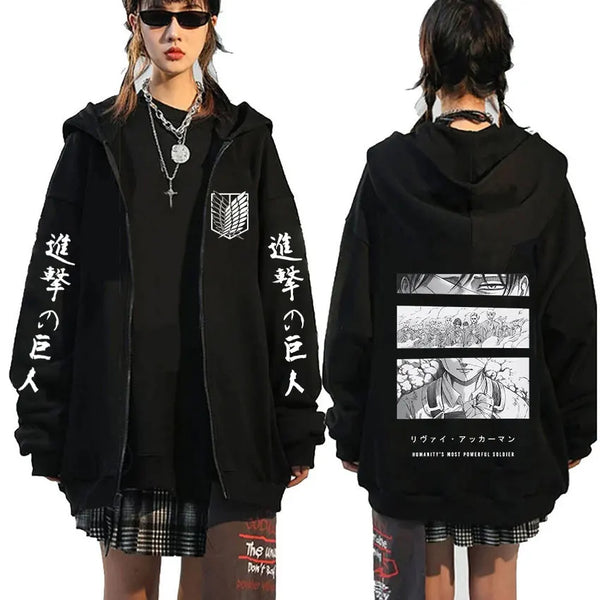 Attack on Titan Eren Jaeger & Armin Arlert Graphic Zip Hoodie – Men's Casual Manga Jacket