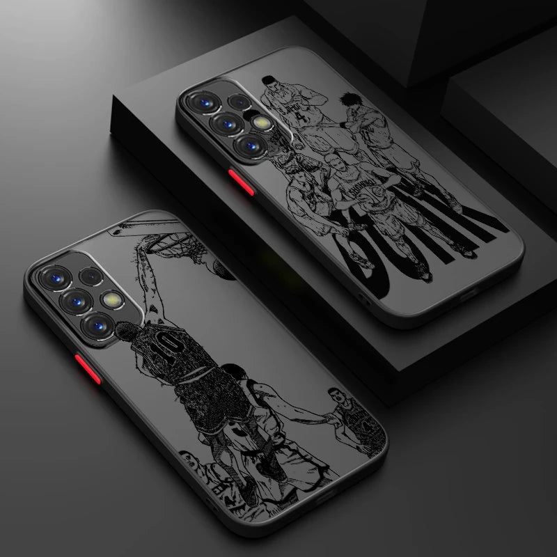 Slam Dunk Popular Anime Art Frosted Translucent For Samsung Galaxy S24 S23 S22 S21 S20 FE S10 S9 S8 Plus Ultra Pro 5G Matte