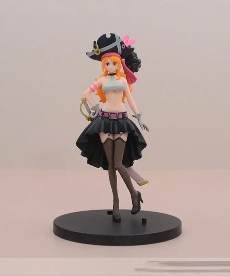 19CM Anime One Piece Nami Black Clothes Action Figure ONE PIECE FILM RED Dress Up Figurine PVC Collectible Model Toy