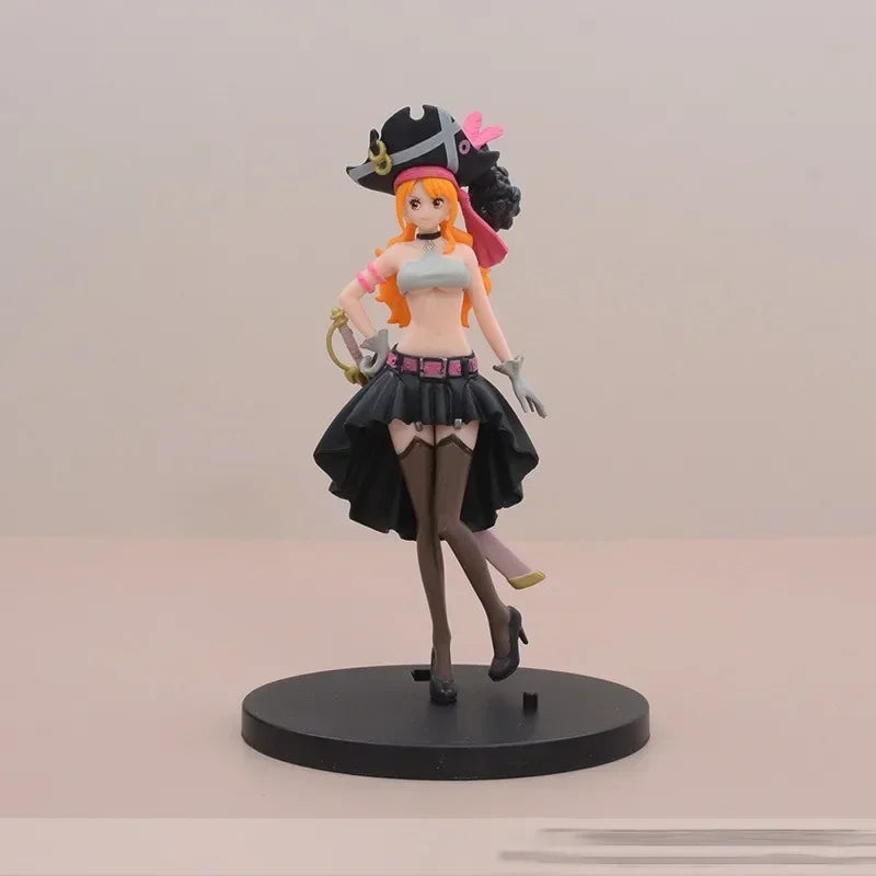 19CM Anime One Piece Nami Black Clothes Action Figure ONE PIECE FILM RED Dress Up Figurine PVC Collectible Model Toy