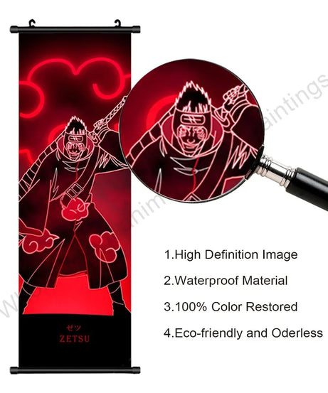 Naruto Villains Wall Scroll – Akatsuki Zetsu, Obito & Pain Canvas Poster