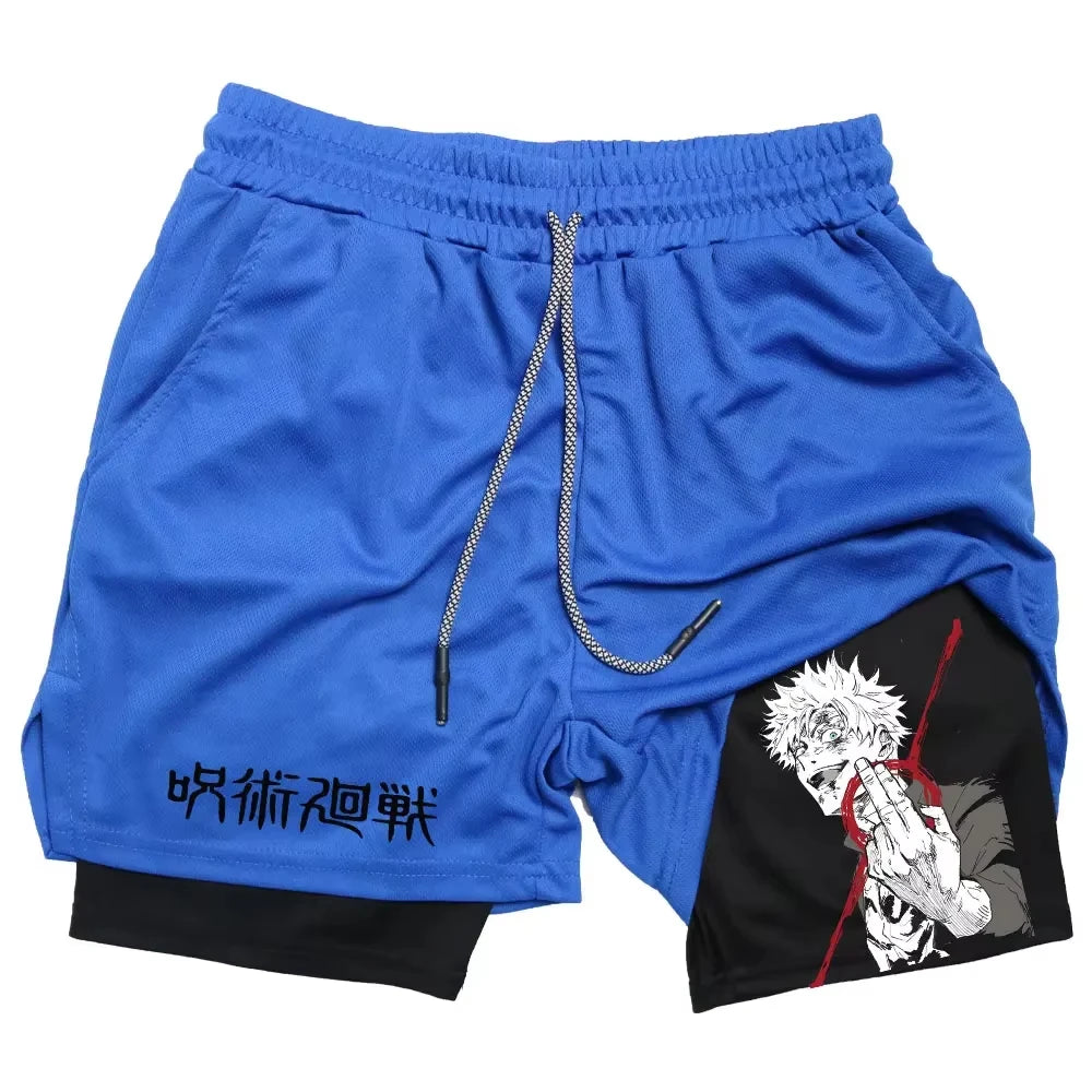Jujutsu Kaisen Yuta Okkotsu 2-in-1 Compression Gym Shorts Quick Dry Workout Running Pants 4