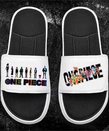 One Piece Anime Luffy Zoro Nami Pattern New Slippers Men and Women Fashionable Flat Outdoor Comfortable Sandals Gift