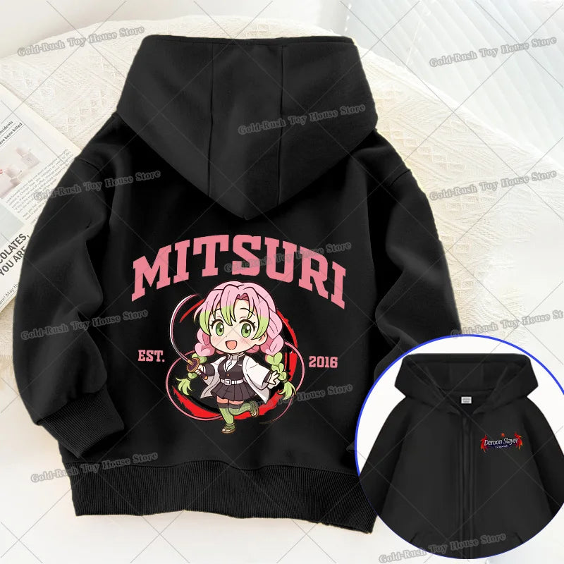 Demon Slayer Shinobu Graphic Kids Zip Up Hoodie Boys Girls Anime Lightweight Jacket 5