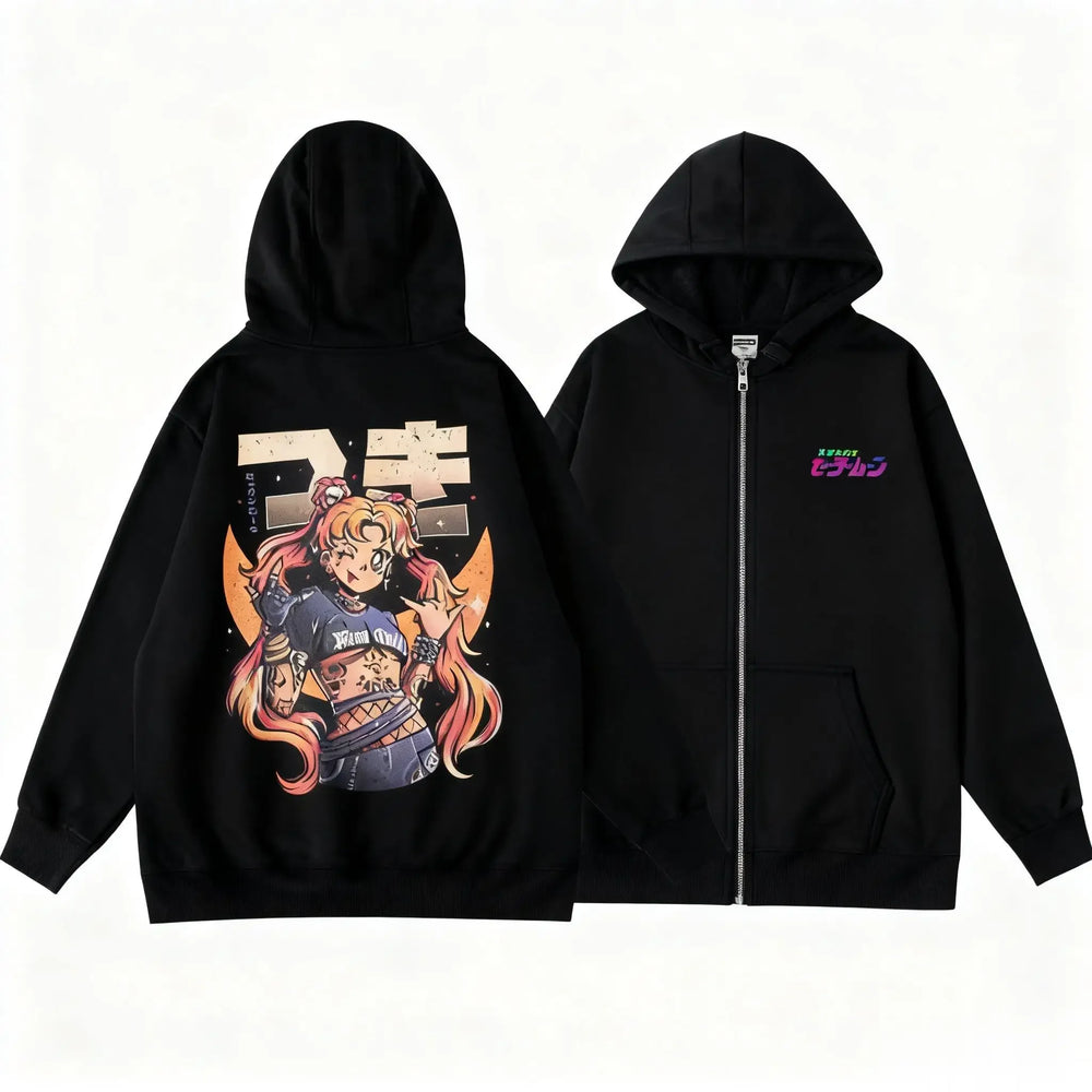 Sailor Moon Zip-Up Hoodie — Graphic Print Streetwear 4