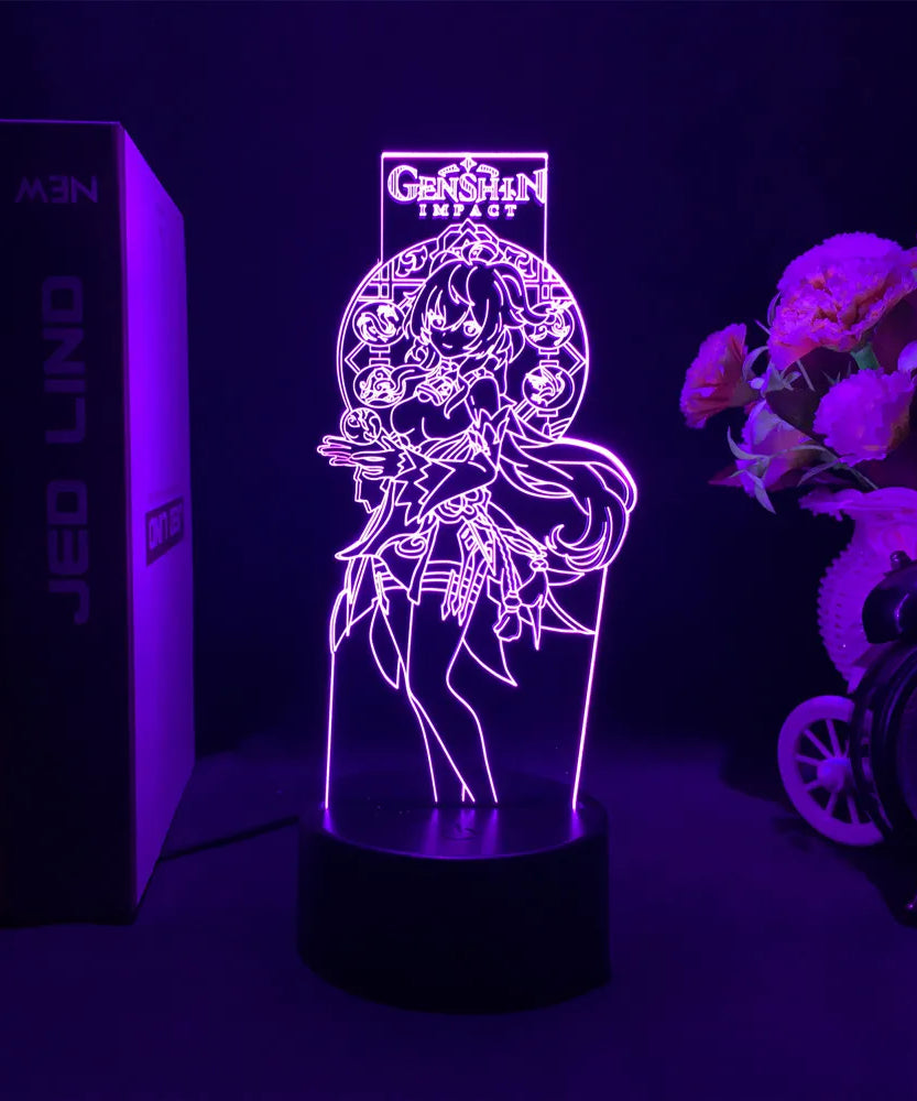 Newly Genshin Impact Night Light Yae Miko Game Figures Acrylic Stand Model 3D Table Lamp Kids Git Acrylic Bedside lamp