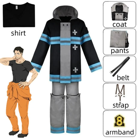 Anime Fire Force Shinra Kusakabe Kotatsu Tamaki Cosplay Costume