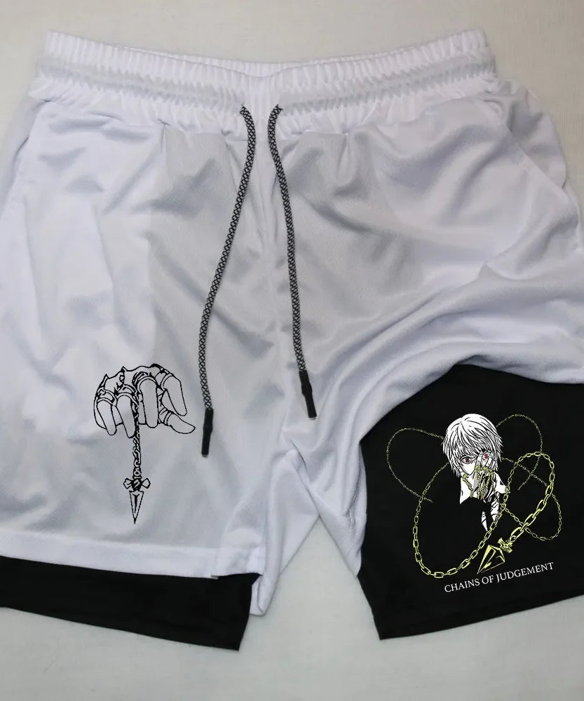 Kurapika Anime 2-in-1 Gym Shorts – Breathable Compression Sportwear