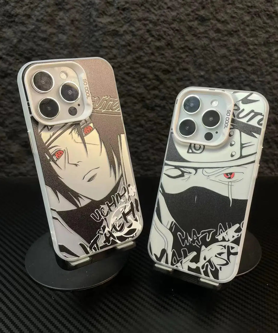 Naruto Anime Laser Case – Sasuke, Itachi & Kakashi 3D Shockproof iPhone 11–16 Pro Max