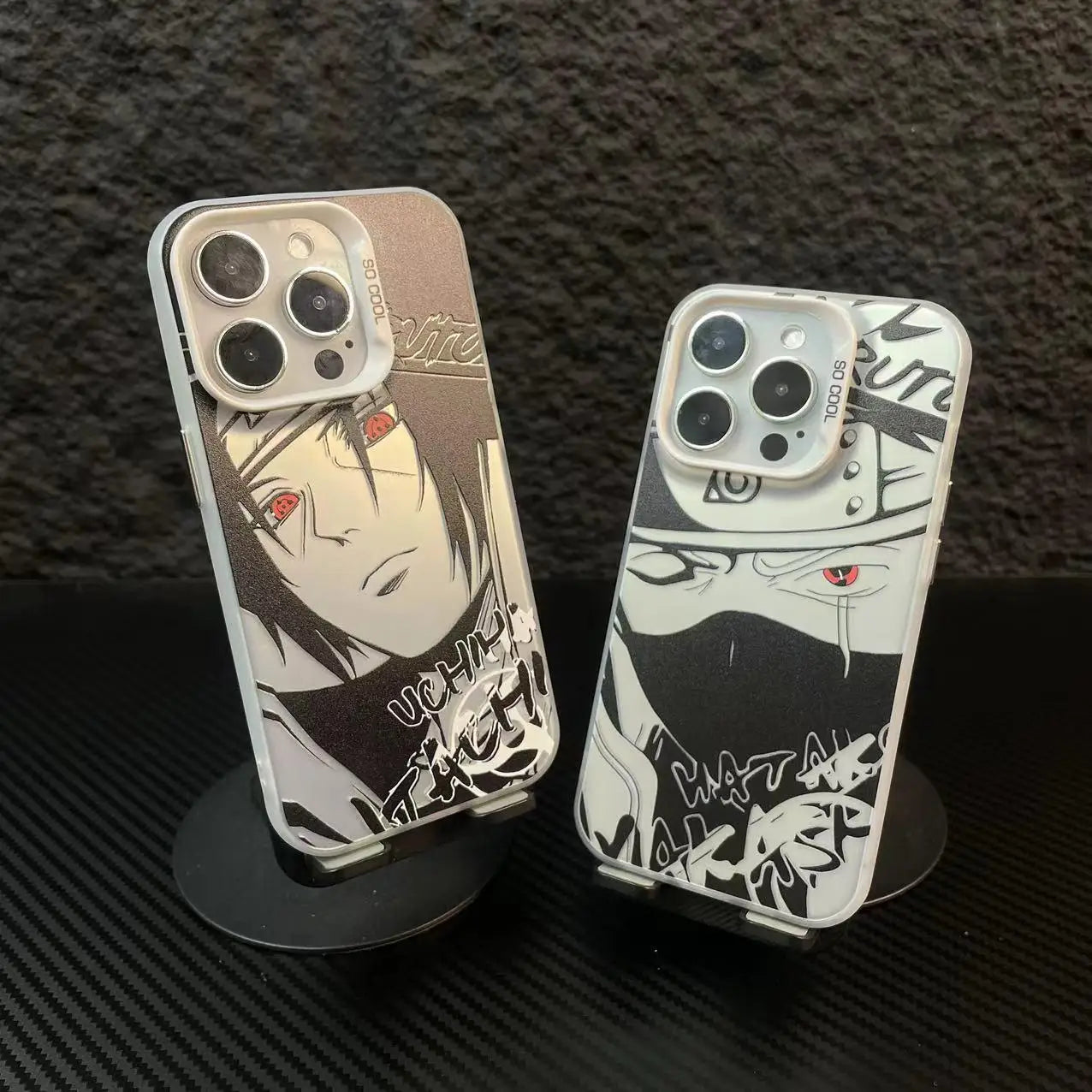 Naruto Anime Laser Case – Sasuke, Itachi & Kakashi 3D Shockproof iPhone 11–16 Pro Max