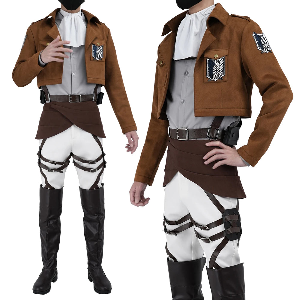 Shingeki No Kyojin Levi Ackerman & Eren Jaeger Cosplay Uniform Full Set 3