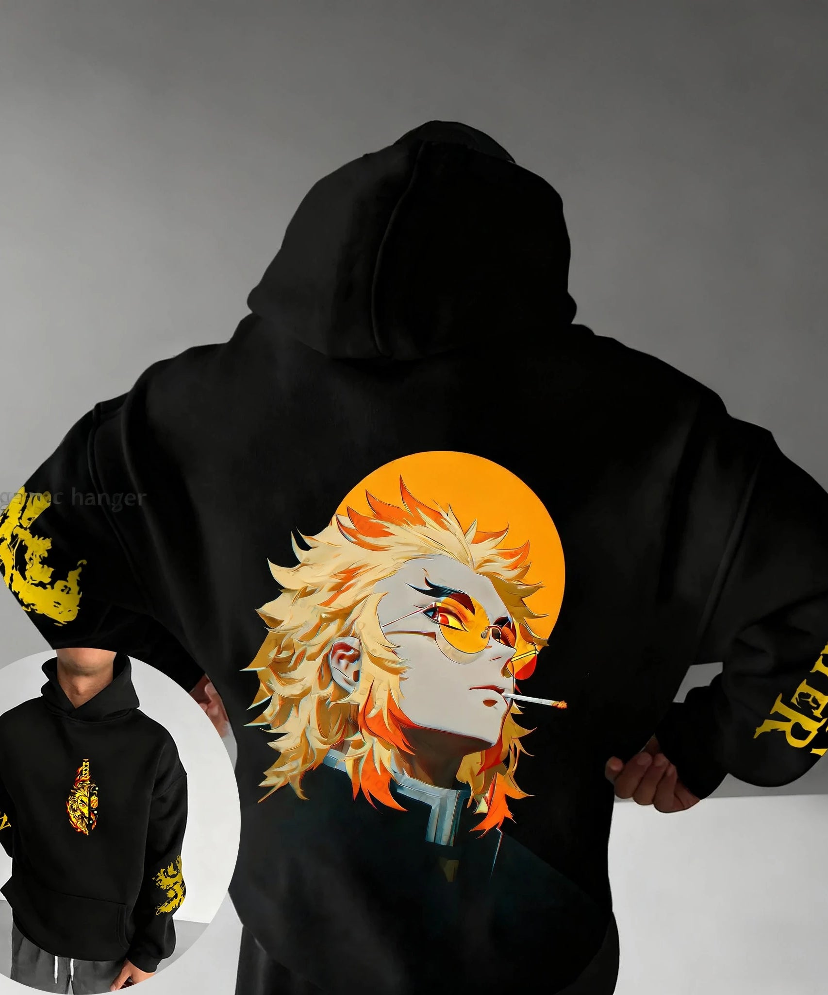 Demon Slayer Anime Autumn/Winter Men's New Rengoku Kyoujurou Printed Loose Casual Harajuku Parent Child Sweater Top