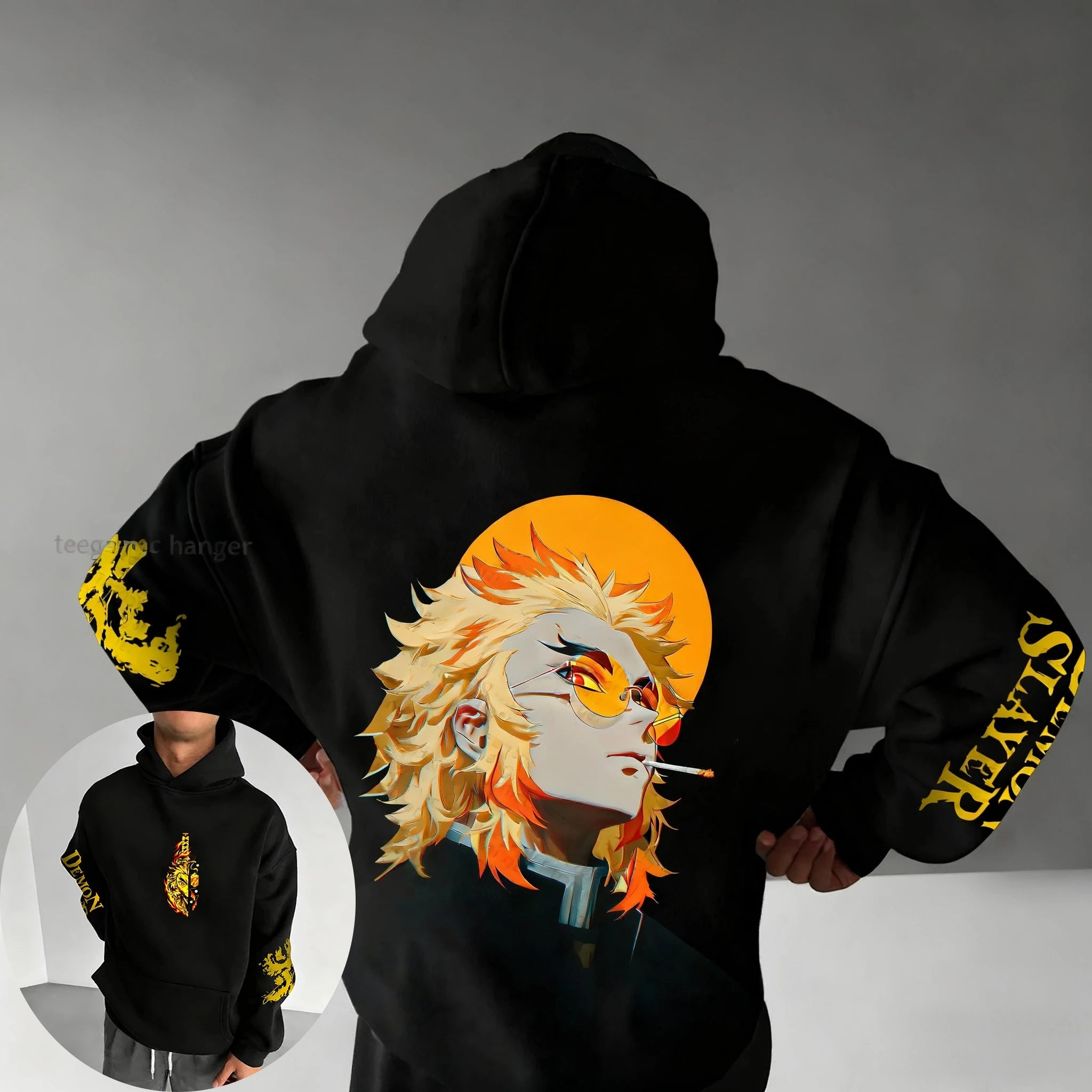 Demon Slayer Anime Autumn/Winter Men's New Rengoku Kyoujurou Printed Loose Casual Harajuku Parent Child Sweater Top