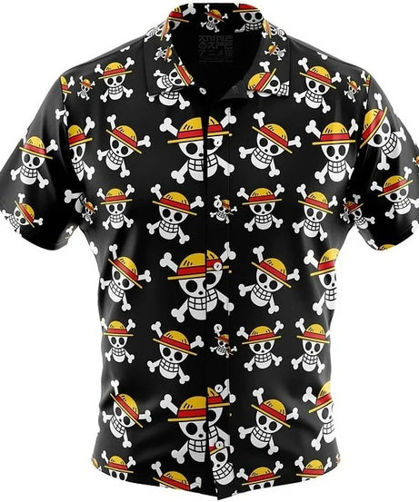 One Piece Luffy Anime Button Up Hawaiian Shirt Fashion Trend Breathable Loose Versatile Casual Sports Summer Men Cosplay Clothes