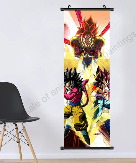 Dragon Ball Z Hanging Canvas Scroll – Goku, Vegeta & Frieza Anime Wall Art