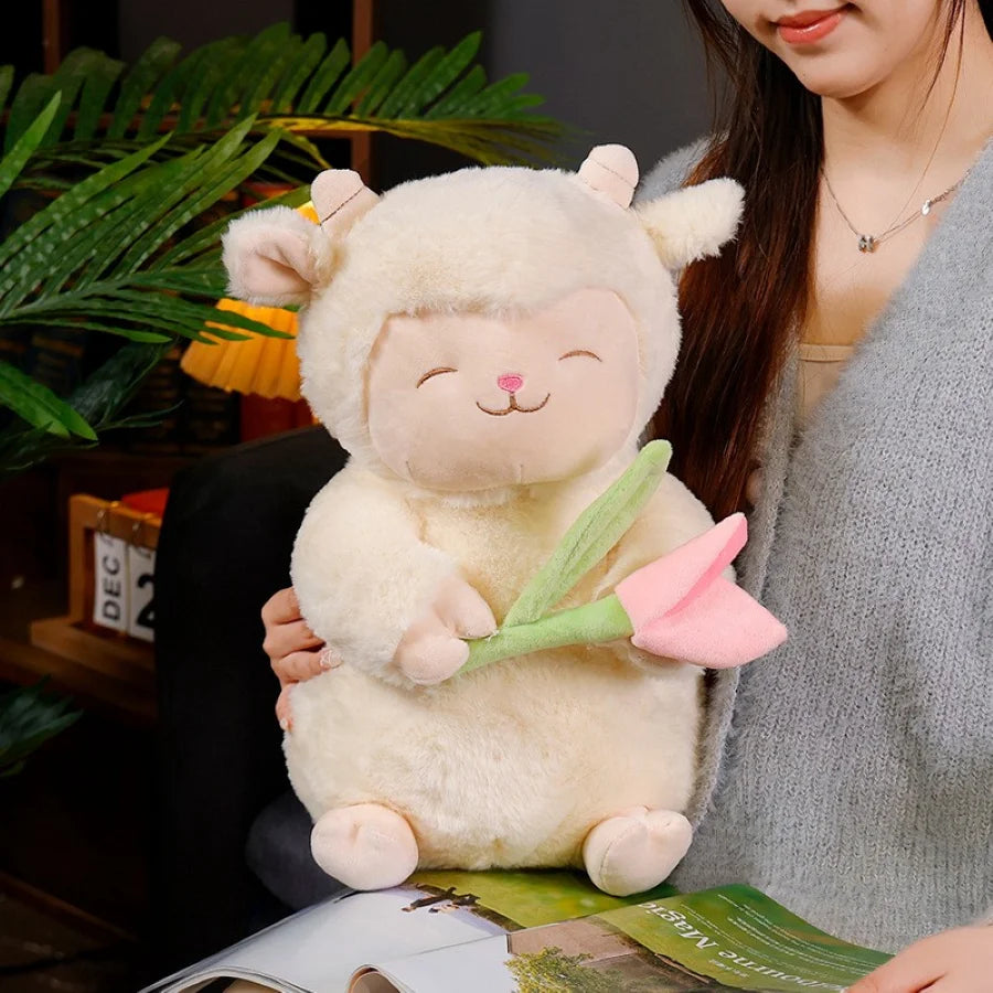 Kawaii Sheep with Tulip Plush Doll — Soft Stuffed Toy 4