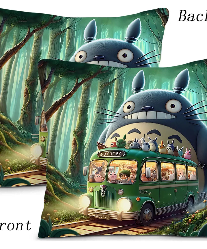 Anime T-TotoroS Kawaii Pillow Covers Cartoon Sofa Decorative Home Double-sided Printing Short Plush Cute Cushion Cover