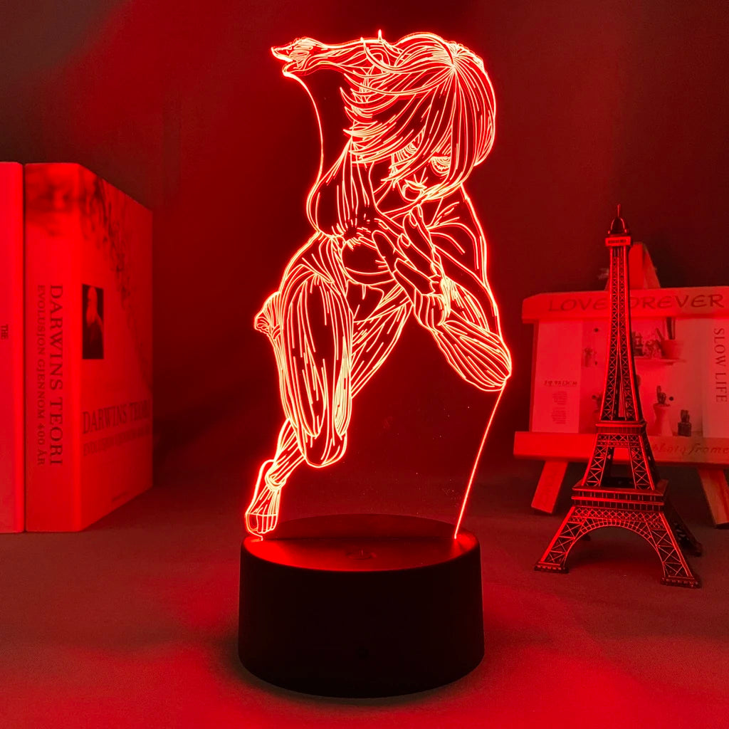 Anime 3D Lamp Attack on Titan Acrylic Luminous Stand Mikasa Ackerman Eren Yeager Action Figure For Kids Children Gifts
