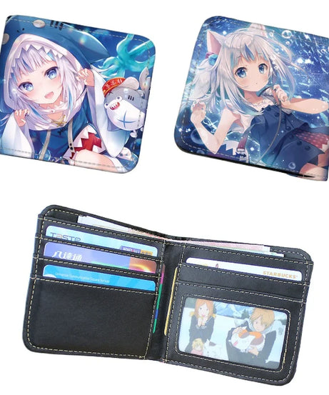 Anime Hololive Short PU Leather Wallet Cute Girls Nakiri Ayame Shirakami Fubuki Gawr Gura Folding Purse Gift