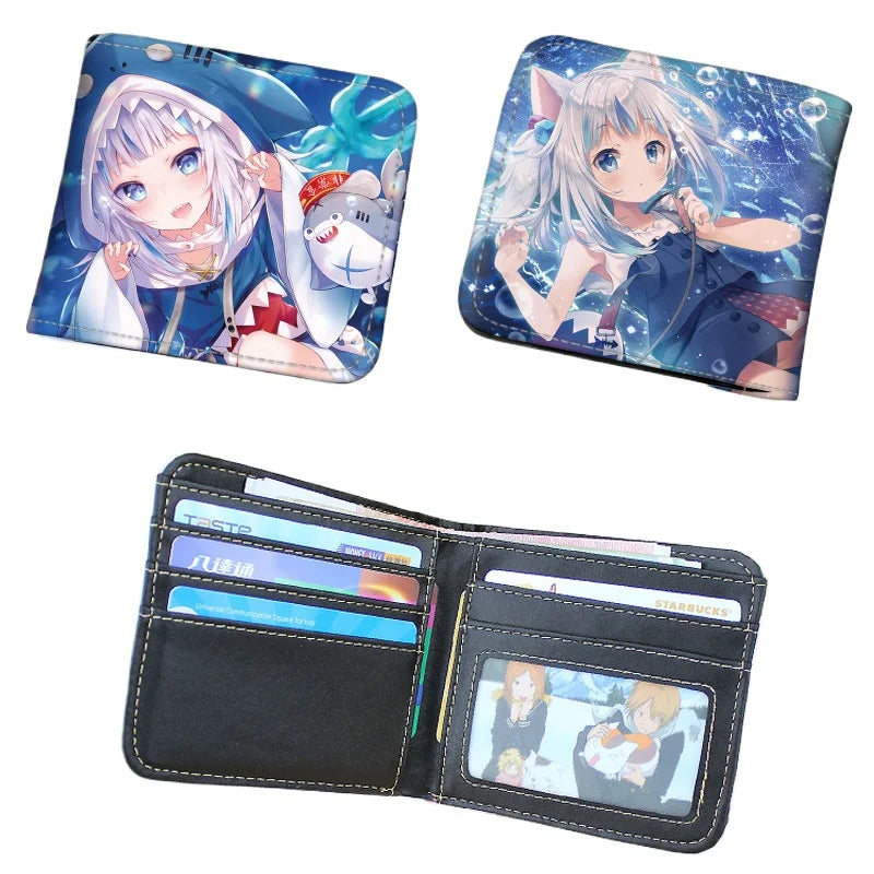 Anime Hololive Short PU Leather Wallet Cute Girls Nakiri Ayame Shirakami Fubuki Gawr Gura Folding Purse Gift