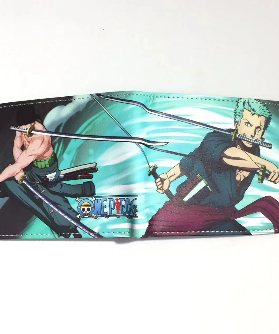 One Piece Anime PU Wallet Zoro Luffy Ace Character Wallet Foldable Portable Multi-Function Card Holder Coin Purse Birthday Gift