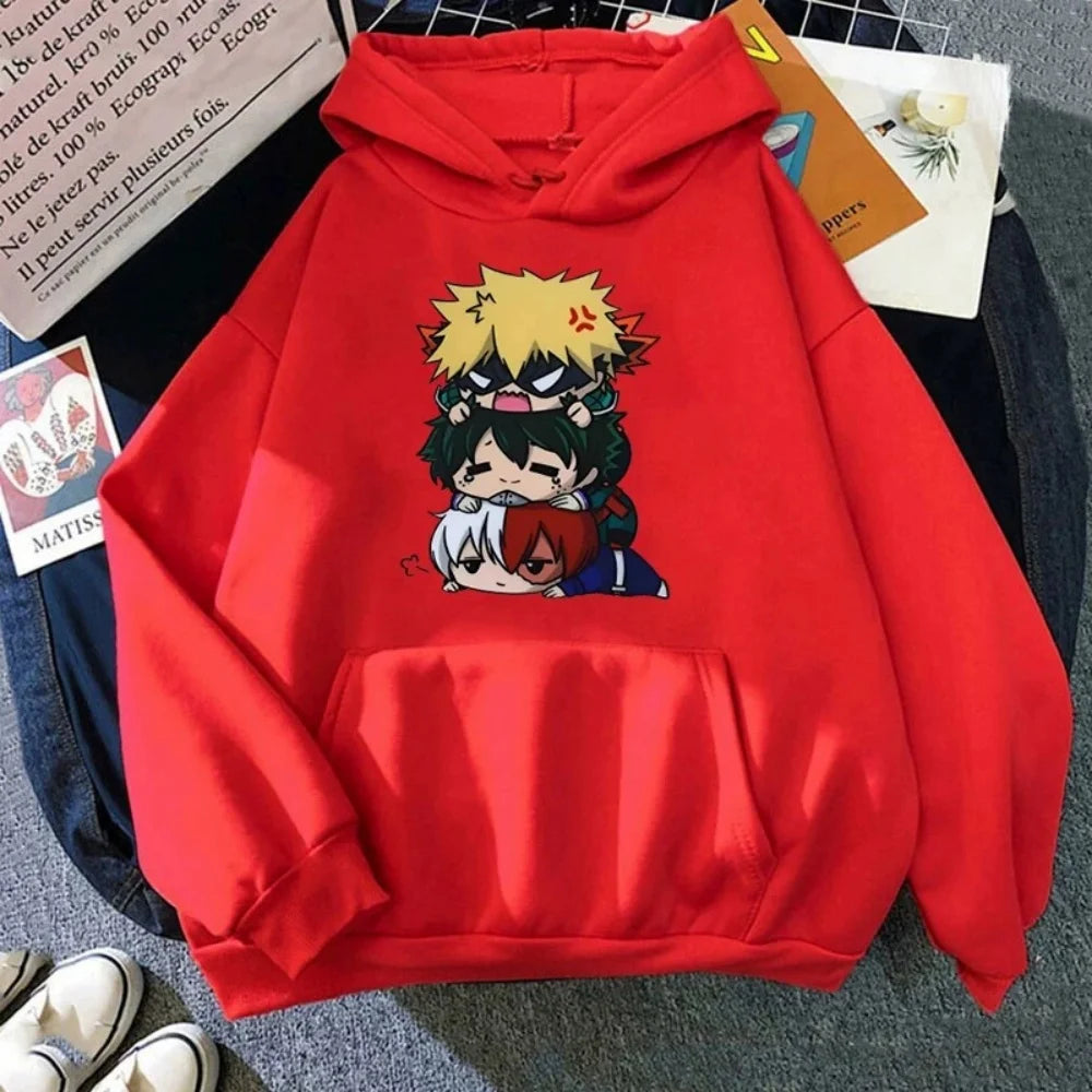 My Hero Academia Chibi Trio Graphic Hoodie Casual Fleece Pullover 6