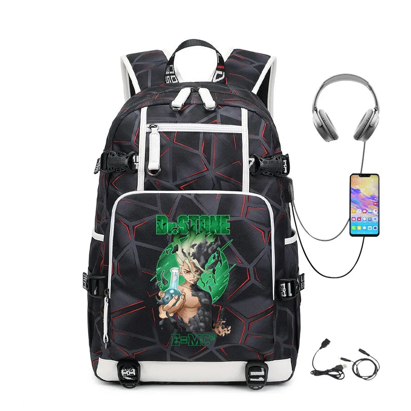 Dr. Stone Anime Backpack – Large Capacity Student & Travel Bag