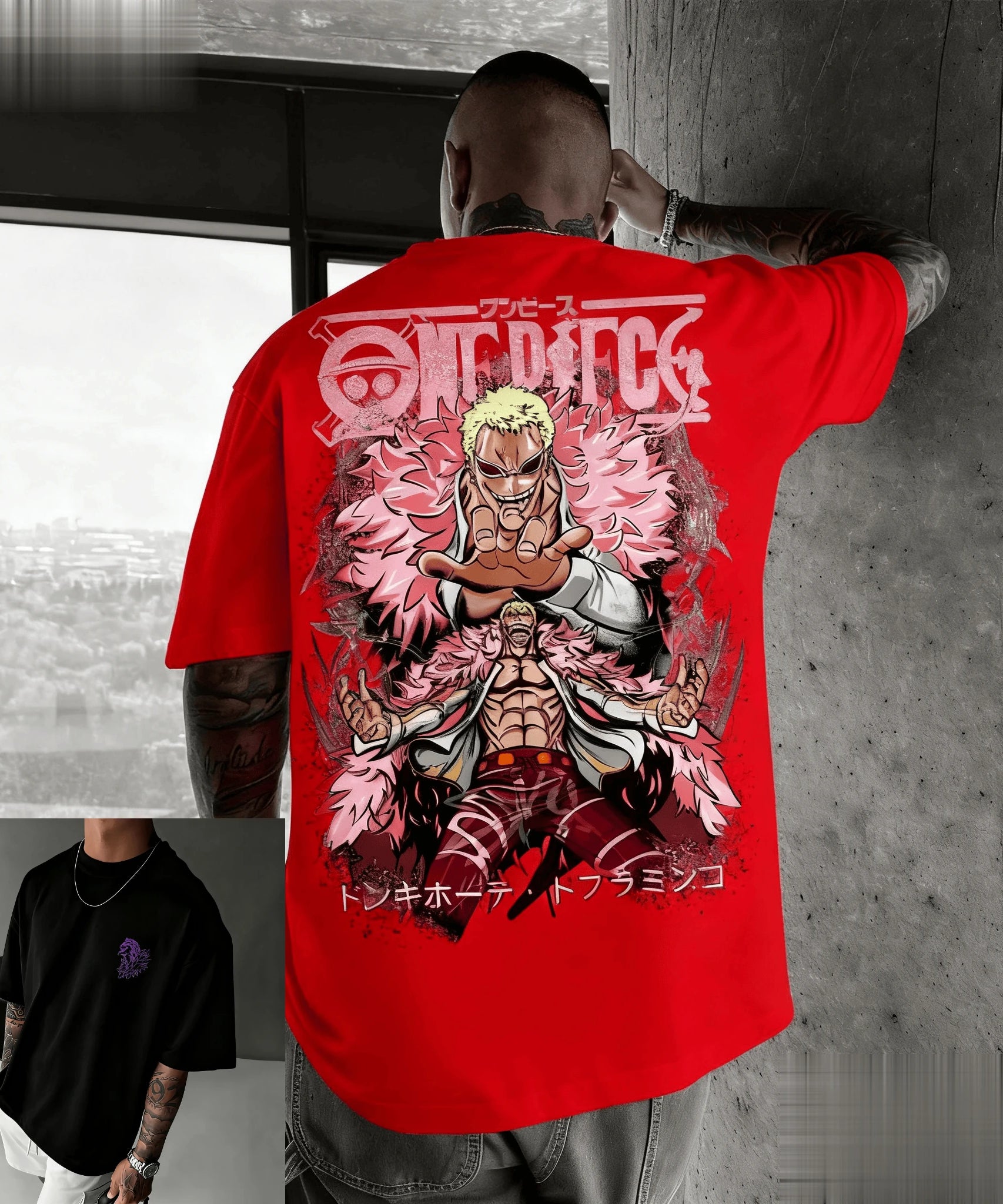 New Unisex One Piece Doflaminggo Anime Men T Shirt Short Sleeve Tee Summer Y2k Graphic Streetwear Casual Top Oversized