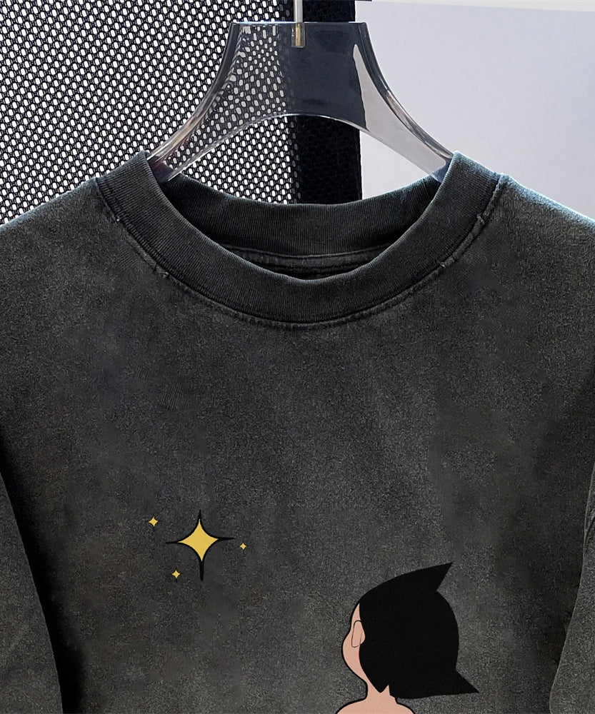 Short-Sleeved Tees Men's Women's T-Shirt American Streetwear Vintage Washed Cotton Tops Super Popular